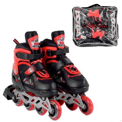 Ролики Best Roller 8655-М (34-37) красный, раздвижные, колеса ПУ, 1 светится, в сумке