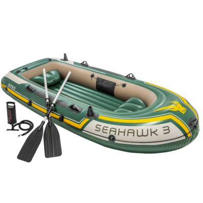 Трёхместная надувная лодка 68380 Intex с веслами и насосом Seahawk 3 Set, 295-137-43 см