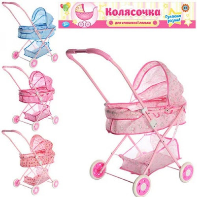 Игрушечная коляска для куклы 883 классика, с корзиной металл