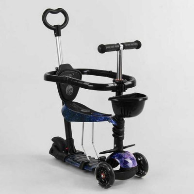 Самокат 5в1 S 3288 Best Scooter, АБСТРАКЦИЯ, с защитным бампером, PU колеса, ПОДСВЕТКА КОЛЕС, в коробке