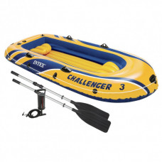 Надувная трехместная лодка Intex "Challenger 3 Set", 68370, весла + насос, 295*137*43 см, до 200кг