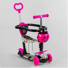 Самокат 5 в 1 S 6106 Best Scooter, АБСТРАКЦИЯ, с защитным бампером, PU колеса, ПОДСВЕТКА КОЛЕС, в коробке