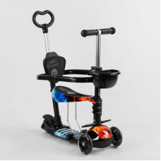 Самокат 5 в 1 S 6908 Best Scooter, АБСТРАКЦИЯ, с защитным бампером, PU колеса, ПОДСВЕТКА КОЛЕС, в коробке