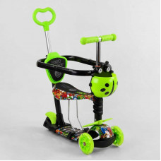 Самокат 5 в 1 S 7407 Best Scooter, АБСТРАКЦИЯ, с защитным бампером, PU колеса, ПОДСВЕТКА КОЛЕС, в коробке