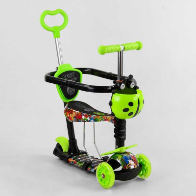 Самокат 5 в 1 S 7407 Best Scooter, АБСТРАКЦИЯ, с защитным бампером, PU колеса, ПОДСВЕТКА КОЛЕС, в коробке