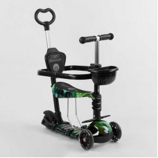 Самокат 5в1 S 9358 (1) Best Scooter, АБСТРАКЦИЯ, с защитным бампером, PU колеса, ПОДСВЕТКА КОЛЕС, в коробке