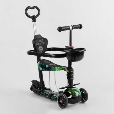 Самокат 5в1 S 9358 (1) Best Scooter, АБСТРАКЦИЯ, с защитным бампером, PU колеса, ПОДСВЕТКА КОЛЕС, в коробке