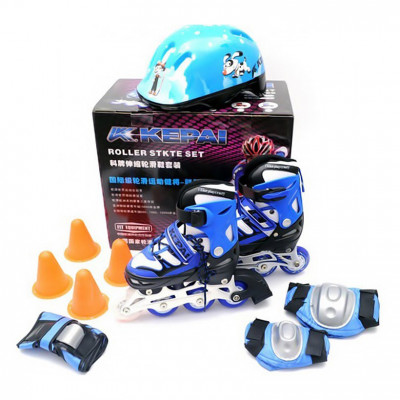 Poлики paздвижныe Kepai F1-K9 cо шлeмoм и зaщитoй (S, M) Синий