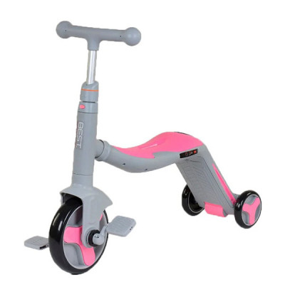 Дитячий велосипед - самокат 3 в1 Best Scooter (Сіро-рожевий, SC20111)