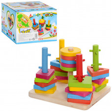Деревянная игрушка "Геометрика" пирамида ключик MD 0061