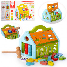 Деревянная игрушка Сортер стучалка Домик MD 0936