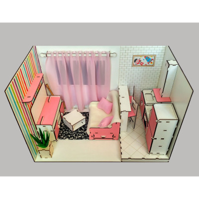 Квартира-студія ROOMBOX1 з меблями, шпалерами та шторками