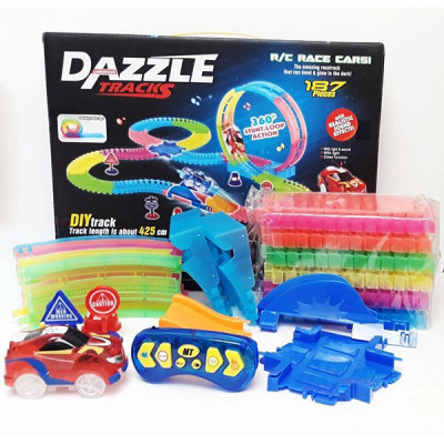 Гибкий светящийся Автотрек Dazzle Tracks на радиоуправлении (187 деталей)