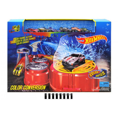 Автомийка Hot wheel 6761, Трек Хот Вілс, машинки 6 шт, змінює колір