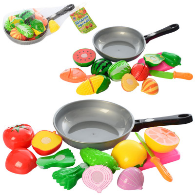 Продукты 7013C на липучке, овощи/фрукты, сковородка, досточка, 2 вида, в сетке