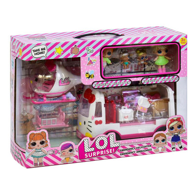 Игровой набор LOL Вертолет и Машина скорой помощи Hello Kitty (К 5621)
