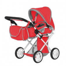 Коляска для куклы CARRELLO UNICO 9346 Red с сумкой