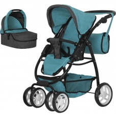 Коляска для куклы 2в1 люлька, прогулочный блок, сумка Carrello Avanti 9662 MIDDLE BLUE