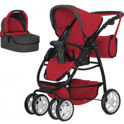 Коляска для ляльки 2в1 люлька, прогулянковий блок, сумка Carrello Avanti 9662 RED