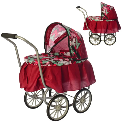 Коляска 9678 для куклы, классика, железные колеса (диам. 19см)