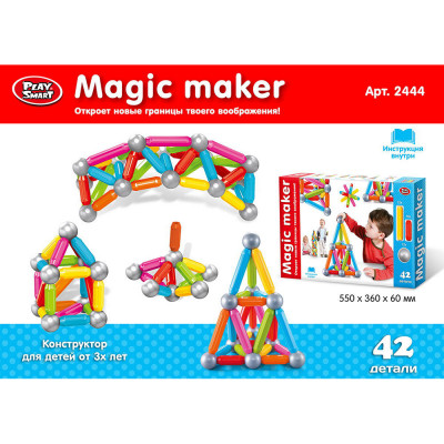 Магнітний конструктор 2444 Magic Maker "Магічний творець", 42 деталі