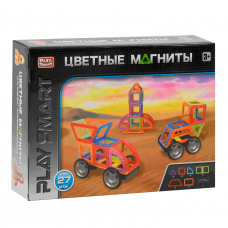 Конструктор магнитный “Машинки”, 27 деталей, 19 моделей, Play Smart