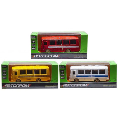 Автобус металевий Автопром (Жовтий, червоний, білий)