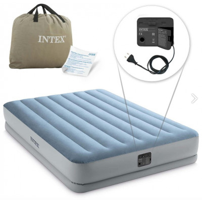 Надувная кровать Intex 64168, 152 х 203 х 36 см, встроеный электронасос, двухспальная 