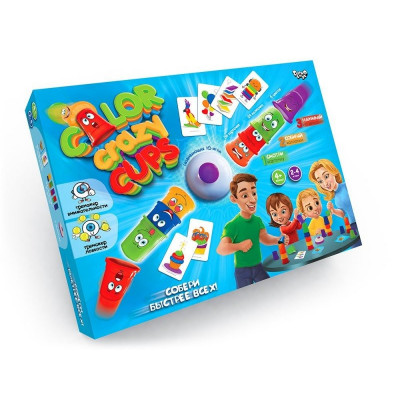 Игра настольная "Color Crazy Cups" (игра собери колпачки по цвету быстрее всех)