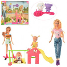 Игровой набор кукол Defa Lucy "Игровая площадка" - 4 куклы, расческа, животные, качели