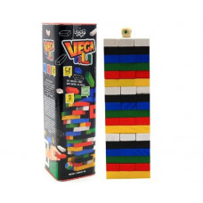 Настольная игра Дженга башня по цвету Vega Color с кубиком 54 бруска.