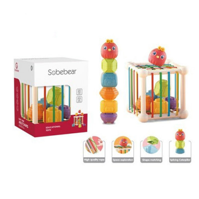 Игра сортер YL1303BA, куб, 15см, сортер, ребра резинки, фигурки-погремушки