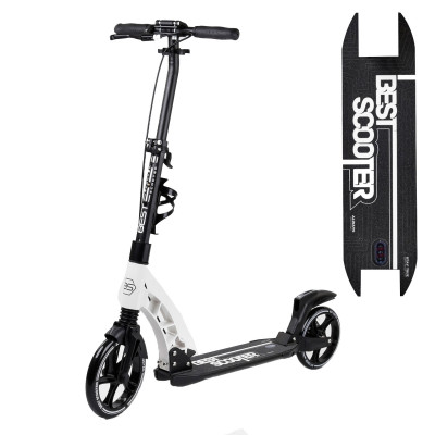 Самокат двухколесный "Best Scooter" 56196, белый, колеса PU, d переднего колеса 230мм, d заднего колеса 200мм, 2 амортизатора, дисковый тормоз