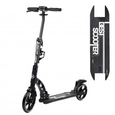 Самокат двухколесный "Best Scooter" 92228, черный, колеса PU, d переднего колеса 230мм, d заднего колеса 200мм, 2 амортизатора, дисковый тормоз