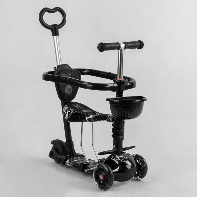Самокат 5в1 S 0452 Best Scooter, АБСТРАКЦИЯ, с защитным бампером, PU колеса, подсвветка колес