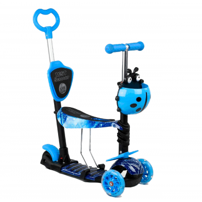 Самокат-беговел 5 в 1 "Best Scooter" з батьківською ручкою і підніжками, 10433