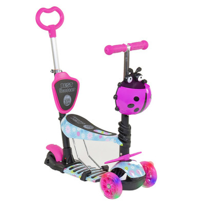 Самокат-беговел 5 в1 Best Scooter з батьківською ручкою і підніжками (11210)