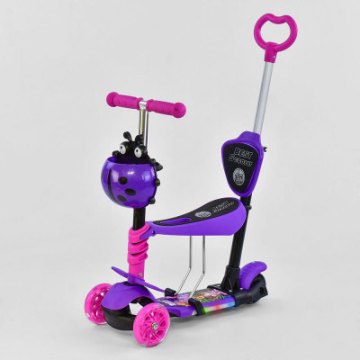 Самокат 5в1 триколісний Best Scooter Фіолетовий з підсвічуванням платформи і коліс 12409