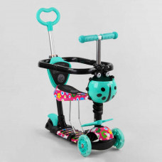 Самокат 5в1 S 1342 Best Scooter, АБСТРАКЦИЯ, с защитным бампером, PU колеса, ПОДСВЕТКА КОЛЕС, в коробке