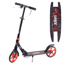 Самокат двоколісний Best Scooter "SHARK", з ручним гальмом, затиск керма, колеса PU - 20 см, 1 амортизатор, червоний