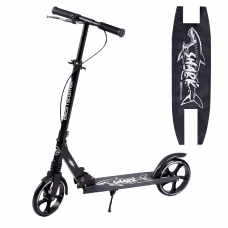 Самокат двоколісний Best Scooter "SHARK", з ручним гальмом, затиск керма, колеса PU - 20 см, 1 амортизатор, чорний