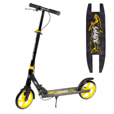 Самокат двоколісний Best Scooter "SHARK", з ручним гальмом, затиск керма, колеса PU - 20 см, 1 амортизатор, жовтий