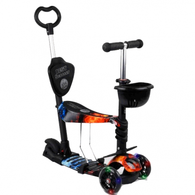 Самокат-беговел 5 в 1 "Best Scooter" с родительской ручкой и подножками, 21700