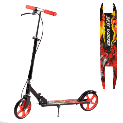 Самокат двухколесный "Best Scooter" с ручным тормозом, колеса PU, d=20 см, грипсы резиновые, длина доски 52 см, ширина деки 10 см, красный