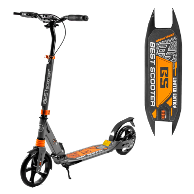 Самокат двоколісний Best Scooter 40092, колеса PU, d коліс - 200 мм, 2 амортизатора, затиск керма, дискові гальма, помаранчевий