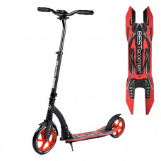 Самокат двухколесный "Best Scooter" 40860, красный, колеса PU - переднее 23 см, заднее - 20 см, 1 амортизатор, широкий руль, зажим руля