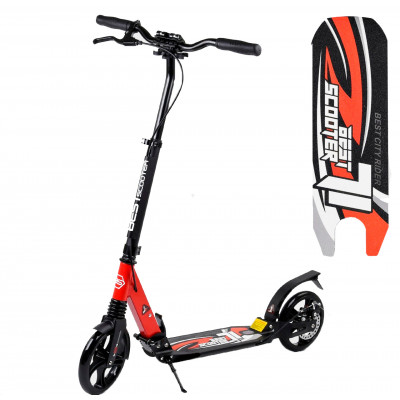Двухколесный самокат 41723 "Best Scooter", Дисковый тормоз, колеса - 20 см PU, 2 амортизатора, красный