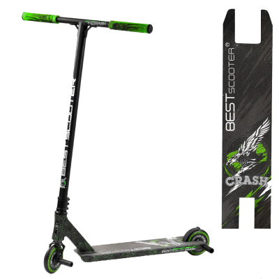 Самокат трюковой 41747 Best Scooter (4) HIC-система, пеги, алюминиевый диск и дека, колёса 110мм PU, ширина руля - 57 см, зеленый