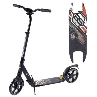 Самокат алюмінієвий складаний Best Scooter (Чорний з червоним)