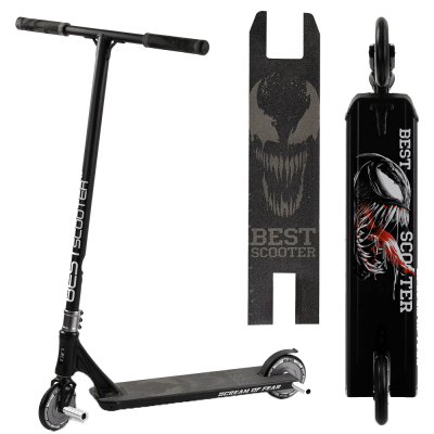 Самокат трюковой 61375 Best Scooter (4) HIC-система, пеги, алюминиевый диск и дека, колёса 110мм PU, ширина руля - 57 см, черный
